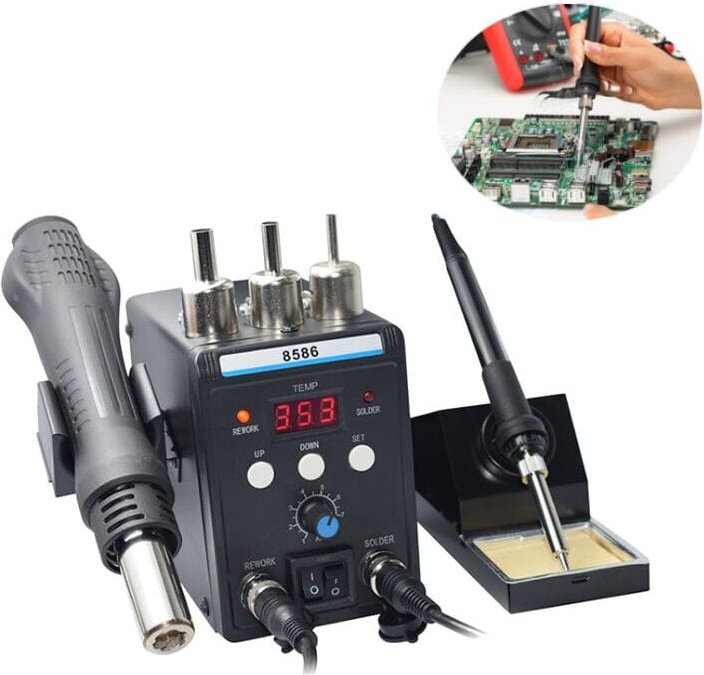 700W Heißluftlötstation und Lötkolben, 2-in-1-Lötkolben zum Entlöten, Heißluftstation 200500°C, einstellbare Temperatur,...