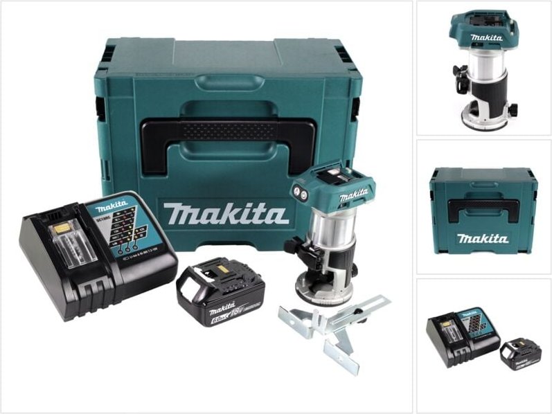 Drt 50 RG1J Akku Multifunktionsfräse brushless 18V + 1x Akku 6,0 Ah + Schnellladegerät im Makpac 3 - Makita
