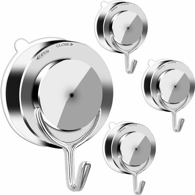 XVX - 4er-Pack Handtuchhaken mit Saugnapf – Mehrzweck-Wandhaken ohne Bohren für Bad und Küche, Saugnapf mit Haken als Kl...