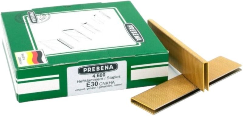 Prebena - E30CNKHA Heftklammern Klammern 30 mm Typ e 4600 Stück verzinkt geharzt
