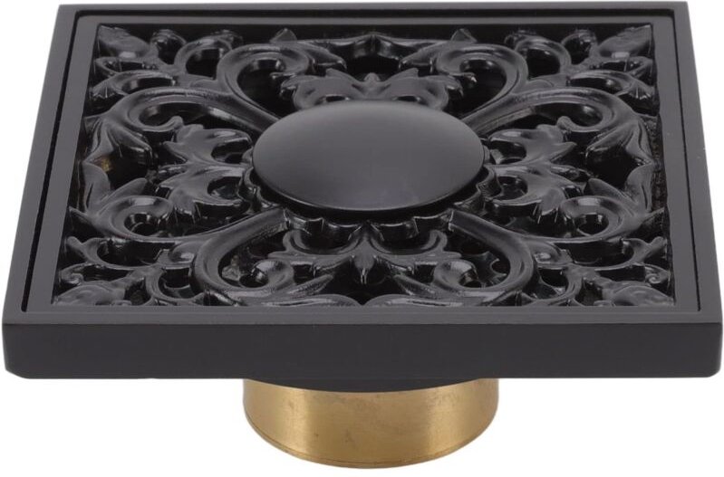 Antiker quadratischer Duschbodenablauf aus Edelstahl im europäischen Stil, Kupfer, mit Abflussabdeckung, Filtersieb, gee...