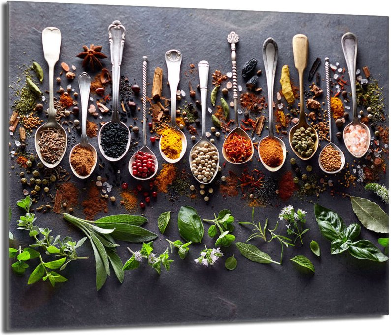 Glasschutzplatte für den Herd 60x52 Gewürze