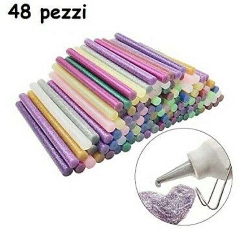 48 Glitzer-Heißklebestifte, Nachfüllpackung für 18 cm lange Pistole, Durchmesser 11 mm – - Ymyny