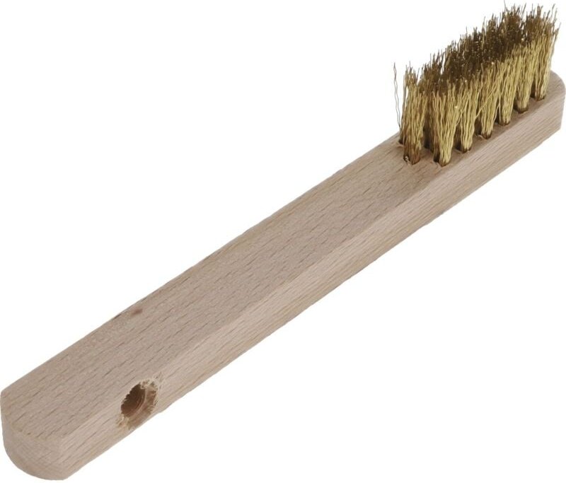 Drahtbürste für Zündkerze 45x18mm - Zündkerzenbürste mit Stiel aus Holz, Messingdraht - Osborn