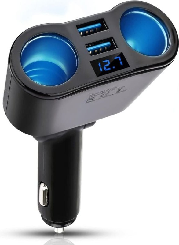 Qc 3.0 USB-Zigarettenanzünder-Ladegerät, 12 v, 15 w, USB-Anschlüsse + 2 Zigarettenanzünder-Adapterbuchsen, Autoladegerät...