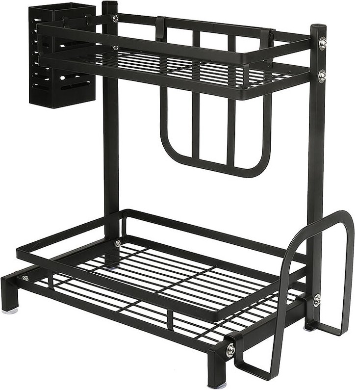 Küchenregal Gewürzregal Küchenarbeitsplatte Organizer Gewürz-Ständer 2 Ebenen 34x21x41.7cm