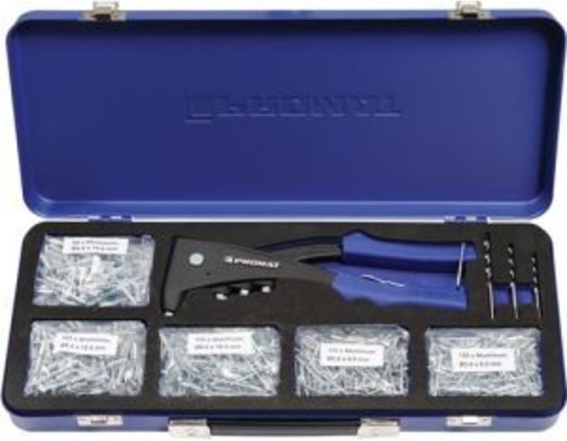 Blindnietsortiment 601-teilig Zange 4000813025 u.Blindniete Alu/Stahl i.Blechkoffer