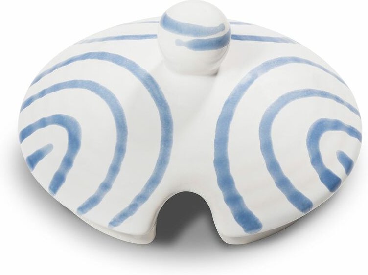 Gmundner Keramik Blaugeflammt, Oberteil Zuckerdose mit Ausschnitt