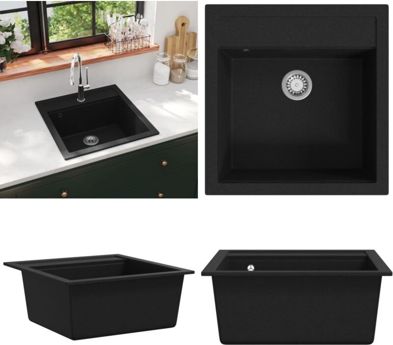 Granitspüle Einzelbecken Schwarz - Spülbecken - Küchenspüle - Home & Living - Schwarz
