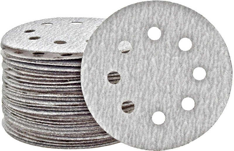 Shark Klett-Schleifscheiben, 115 mm, 8-Loch, f. Exzenterschleifer, Normalkorund (50 Stk.) K100 - Miotools