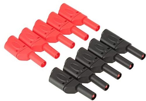 Gotrays - 10 Stück 4 mm rot/schwarze Bananenstecker, vollständig isoliert, stapelbar
