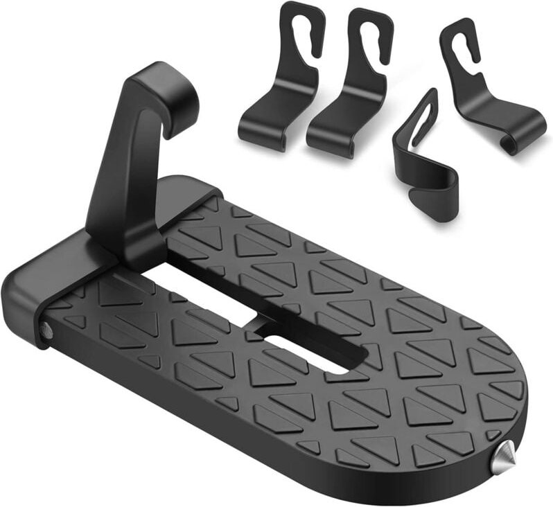 Autotür-Stufe, U-förmiges Fahrzeughakenpedal mit Sicherheitshammer und 4 Stück Auto-Aufbewahrungshaken, Trittbretter für...