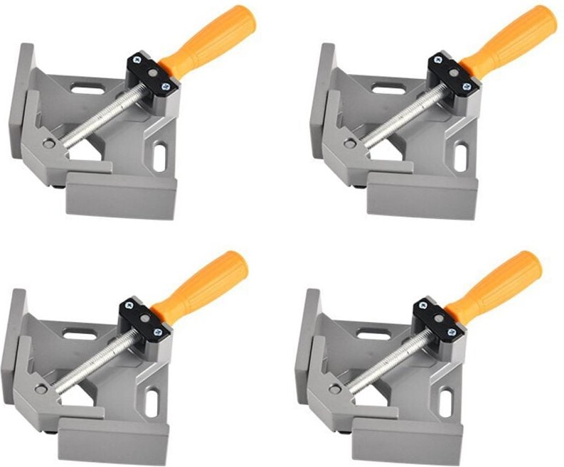 4 Stück 90°-Winkelzwingen, Eckzwingen aus Aluminiumlegierung, Winkelschweißzwinge mit verstellbarer Schwenkbacke, für Ti...