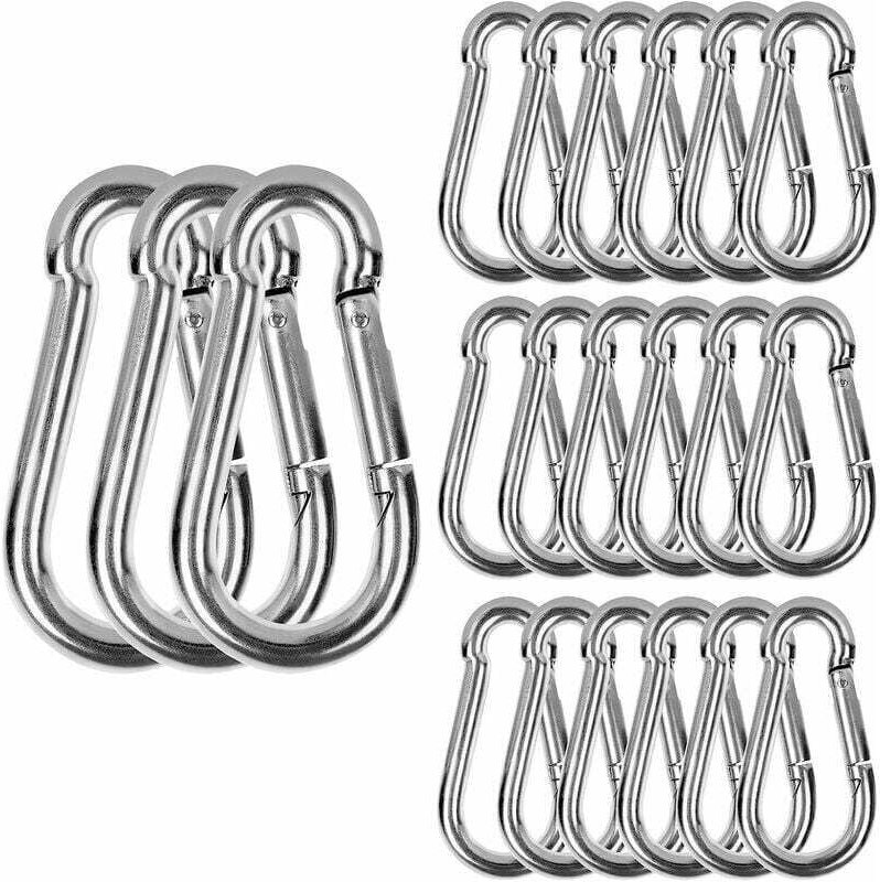 Thumbnail - INHHUB M6 Edelstahlkarabiner, 20 Stück Hochleistungskarabiner – 120 kg/260 lb Tragkraft Edelstahlkarabiner, 304 Edelstah...
