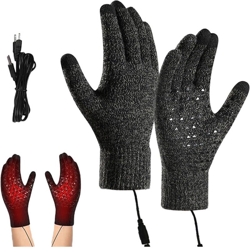 Beheizbare Handschuhe, USB Beheizte Handschuhe, Winterhandschuhe Herren Damen Winterhand Warme Handschuhe Touchscreen Ha...