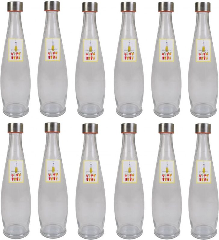 BURI 12x Glasflasche 1L mit Schraubdeckel Flasche Schraubverschluss Saft Most Flasche