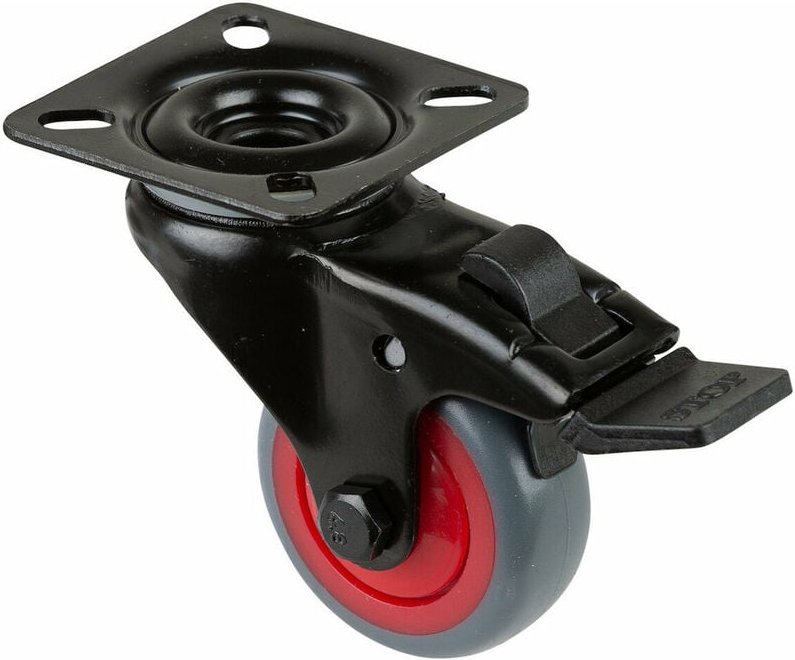 Bs Rollen Gmbh - Lenkrolle mit Totalfeststeller Rad-Ø 50 mm Tragfähigkeit 50 kg mit Anschraubplatte mit Totalfeststeller...