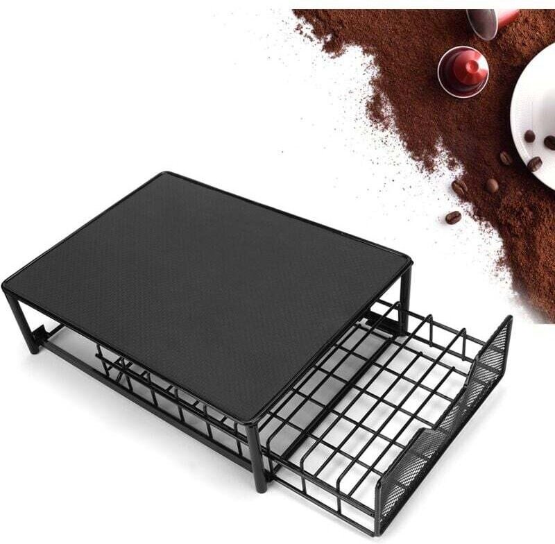 Ulisem Kaffeepadhalter, Kapselaufbewahrungsschublade, Metall-Kaffeepadspender-Aufbewahrung – Kapazität 54 Stück – für Zu...