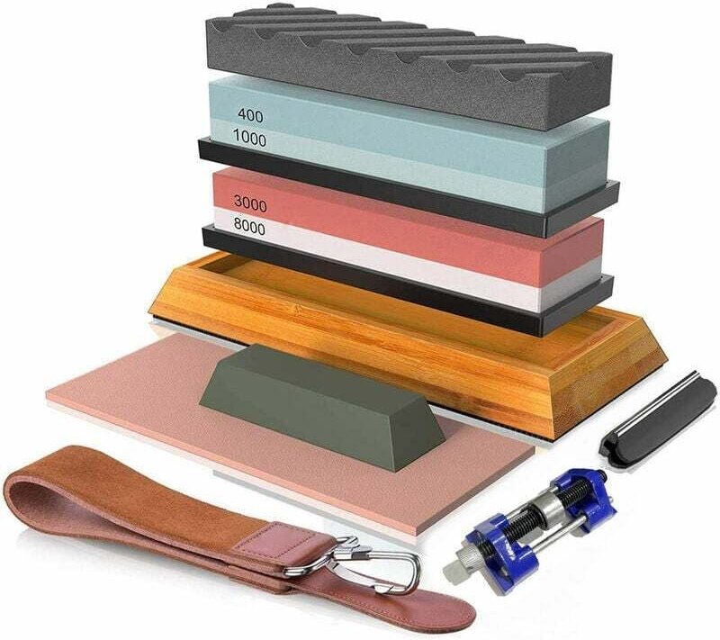 Thumbnail - 400 / 1000 3000 / 8000 Whetstone Prime Cut Affutage Pierre Set Sharpener Antiderapant Base Cutter Sharpener