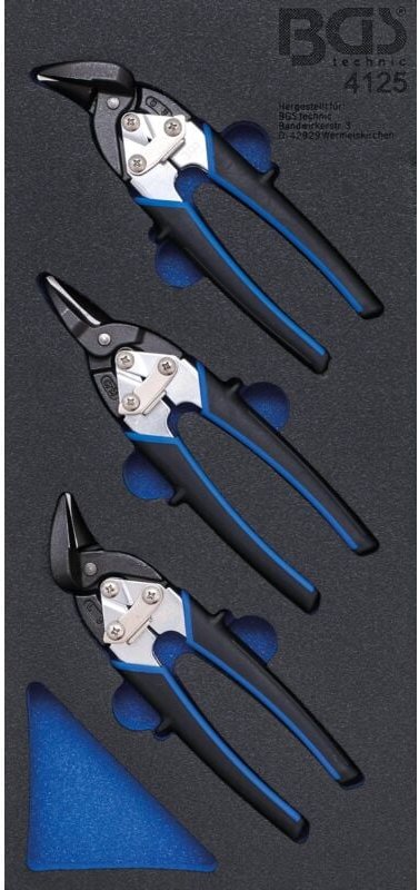 Bgs Technic - Werkstattwageneinlage 1/3: Mini-Karosserie-Blechscheren 3-tlg.
