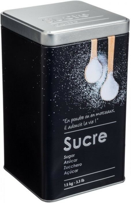 Iperbriko - Küchenbehälter für Zucker in Eisen Schwarz 1,5kg 10,8x10,8x h18,4 cm