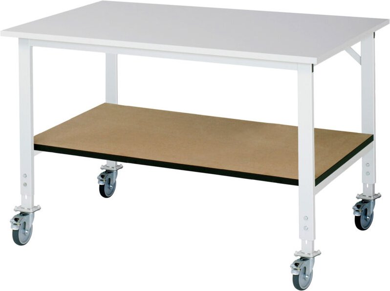 Fahrbarer Arbeitstisch (hv) Tom KM-01, B1500xT1000xH910-1230mm, M-Platte-22mm - RAU