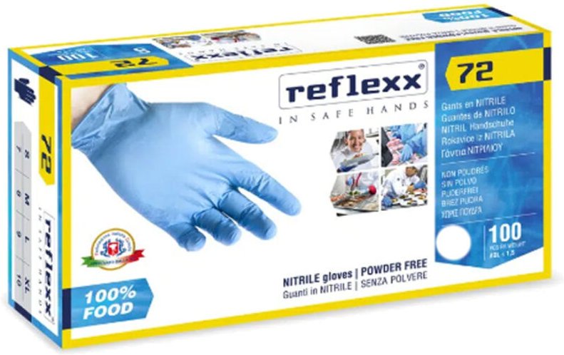 R72 Nitrilhandschuhe ohne Puder, 100 % latexfrei, 3,5 g, Kat.3, 100 Stück, m - Reflexx