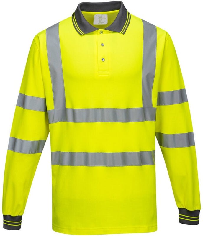 Langarm-Polo aus Baumwollmischung Gelb XL