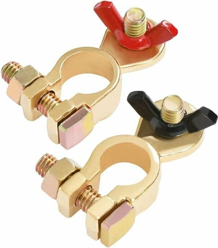 Ymyny - 12 V/24 v Batterieklemmen, 1 Paar Hochleistungs-Kupfer-M8-Batterieanschlüsse, universell für Autos, Motorräder u...