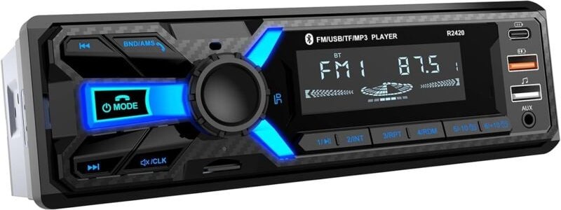 RDS-Autoradio Bluetooth 5.0, Autoradio Bluetooth Typ C Ladeanschluss, FM/AM Autoradio 1Din, 4x65W Autoradio Unterstützun...