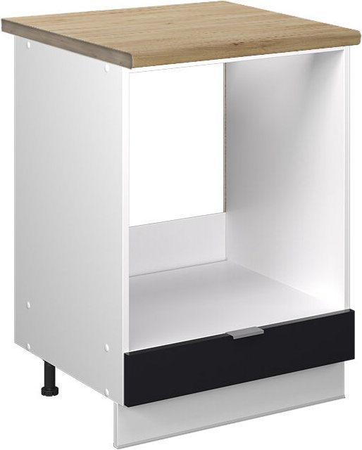 Vicco - Herdumbauschrank Fame-Line, Schwarz gestreift, 60 cm , ap Eiche