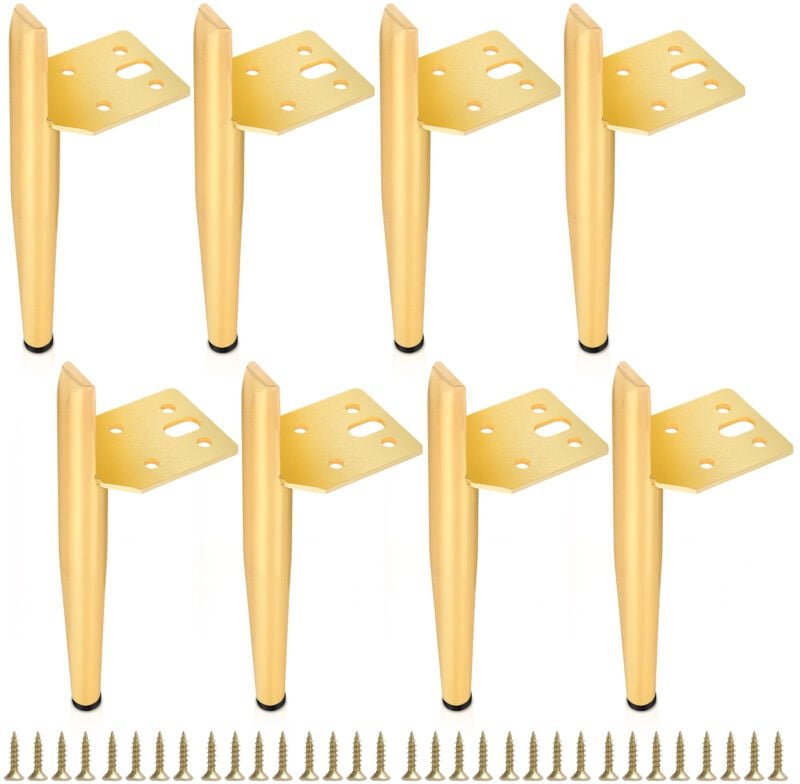 Thumbnail - 8er Set Möbelfüße Tischbeine Sockelfuß Tischfuß Möbel Metall Gold Höhe:130 mm - Swanew