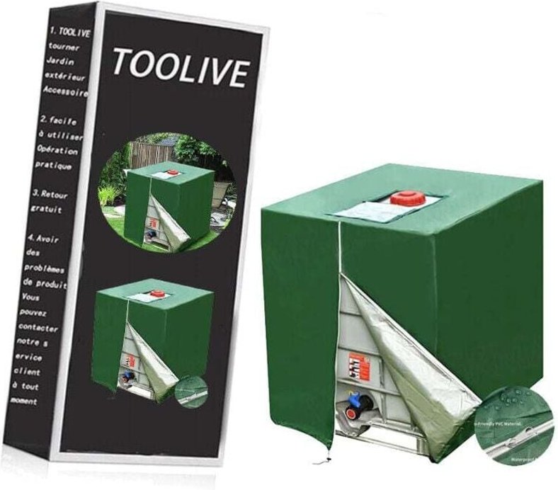 1000L Tankabdeckung, IBC Regenwassertank Sonnenschutzplane, Anti-Staub Anti-UV, Schutzhülle, Grüne Schutzplane (116x100x...