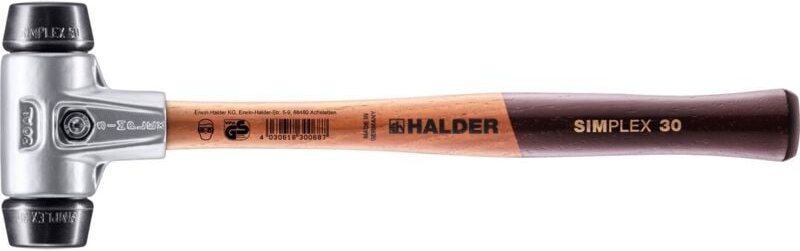 SIMPLEX-Schonhammer, Gummikomposition mit Aluminiumgehäuse und hochwertigem Holzstiel D=30 mm 3102.030