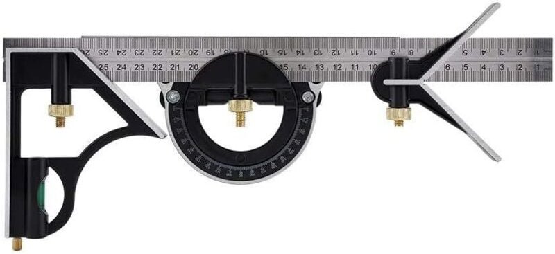 Verstellbares Multifunktionslineal, rechtwinkliges quadratisches Messwerkzeug für Heimwerkerarbeiten (schwarz) - Ymyny