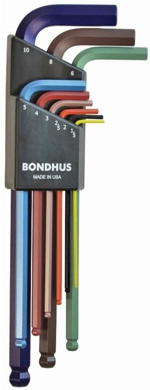 Set mit 9 ColorGuard Winkelschraubern mit Kugelspitze™ in 1,5-10 mm metrisch Bondhus 69499