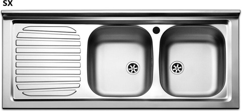 Aufsatzwaschbecken aus Edelstahl mit 2 Becken