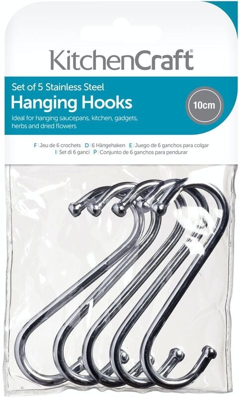 KitchenCraft Haken de verchromt Metall geformt de S für hängende Utensilien in der Küche, Größe groß (10 cm), Paket de 5...