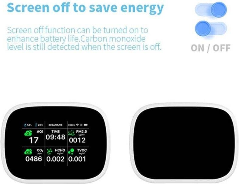 Decdeal Tuya WiFi-Luftqualitätsdetektor, 10-in-1, tragbar, für Zuhause, AQI PM2.5 PM1.0 PM10 CO2 TVOC HCHO-Tester, TFT-B...