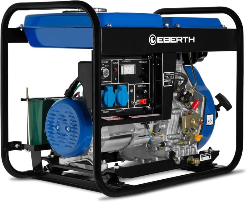 EBERTH 5000 Watt Notstromaggregat Diesel, Stromerzeuger Stromaggregat mit 10 PS Dieselmotor, Generator, 4-Takt, E-Starte...