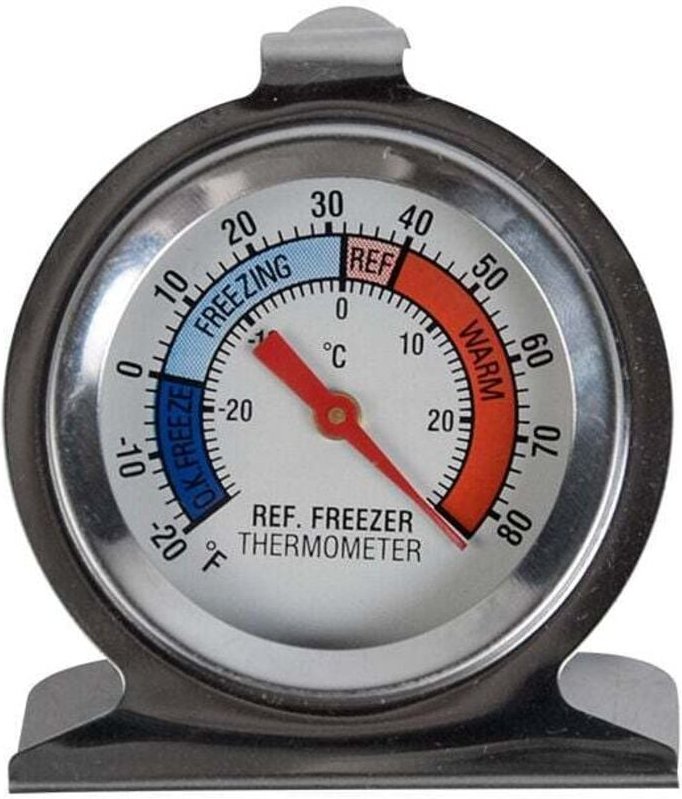 Kühlschrankthermometer, großes Zifferblatt, Edelstahl-Temperaturanzeige für Gefrierschrank, Kühler mit Aufhängehaken und...