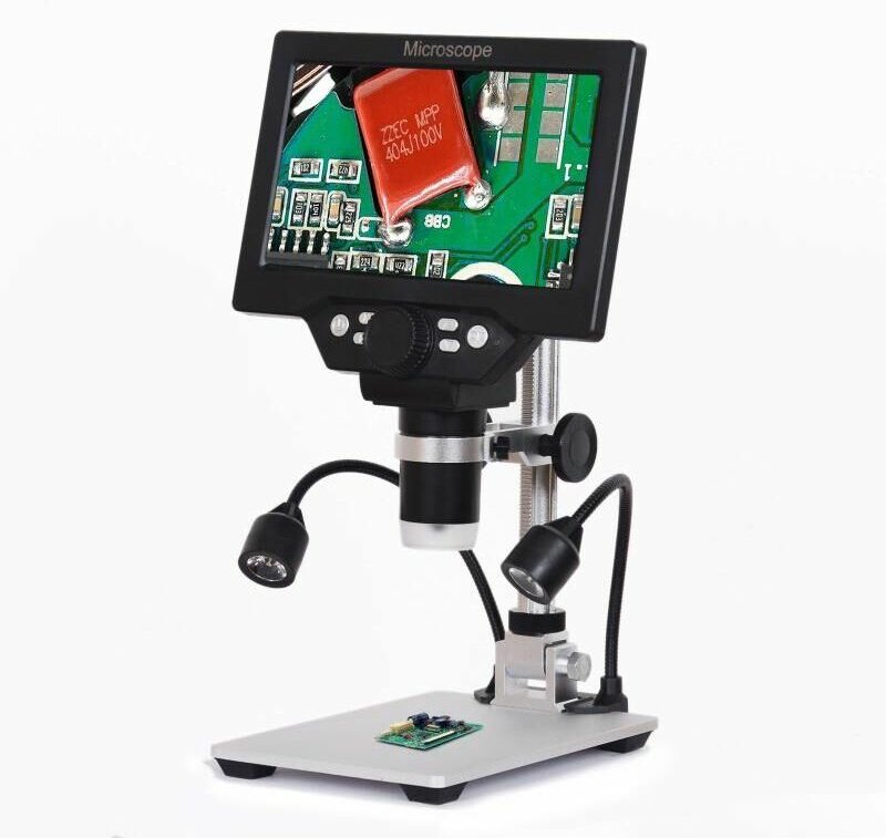 G1200D 12MP Digitalmikroskop 7 Zoll großer Farbbildschirm Breite Basis 1-1200X Kontinuierliches LCD-Display mit Licht