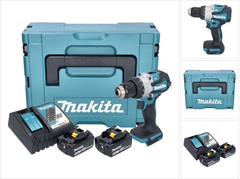 Dhp 489 rgj Akku Schlagbohrschrauber 18 v 73 Nm Brushless + 2x Akku 6,0 Ah + Ladegerät + Makpac - Makita