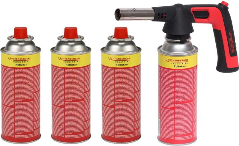 Rs 220 Brenner Aufsatz inkl. 4 x RoButan 220g Piezo 180-360 °c Drehung/Über Kopf Lötbrenner Gasbrenner - 1500005151 - Ro...