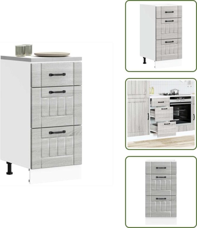 Küchen-Unterschrank Lucca Grau Sonoma Holzwerkstoff - Küchenunterschrank - Küchenunterschränke - Spülenunterschrank - Un...