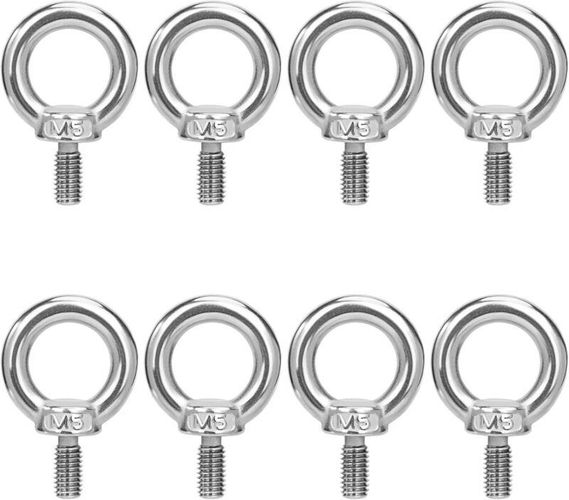 Jalleria - M5 Ringschrauben Hebering Ringschraubenringe Gewindeschraube 304 Edelstahl zum Befestigen Hängen Verbinden 8 ...