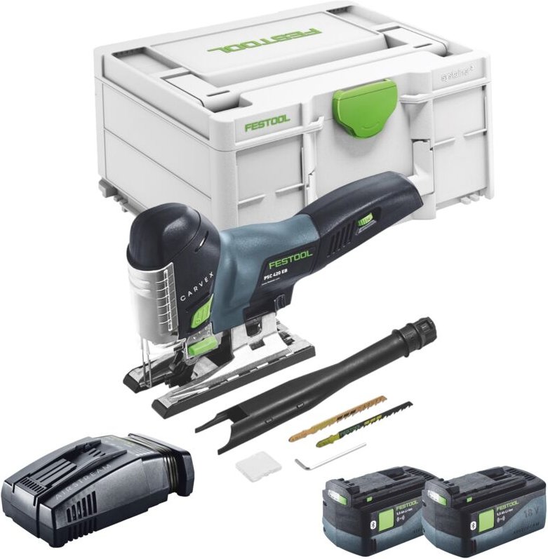 Festool CARVEX PSC 420 EB-Basic Akku Pendelstichsäge 18 V 120 mm Brushless + 2x Akku 5,0 Ah + Schnellladegerät + Systain...