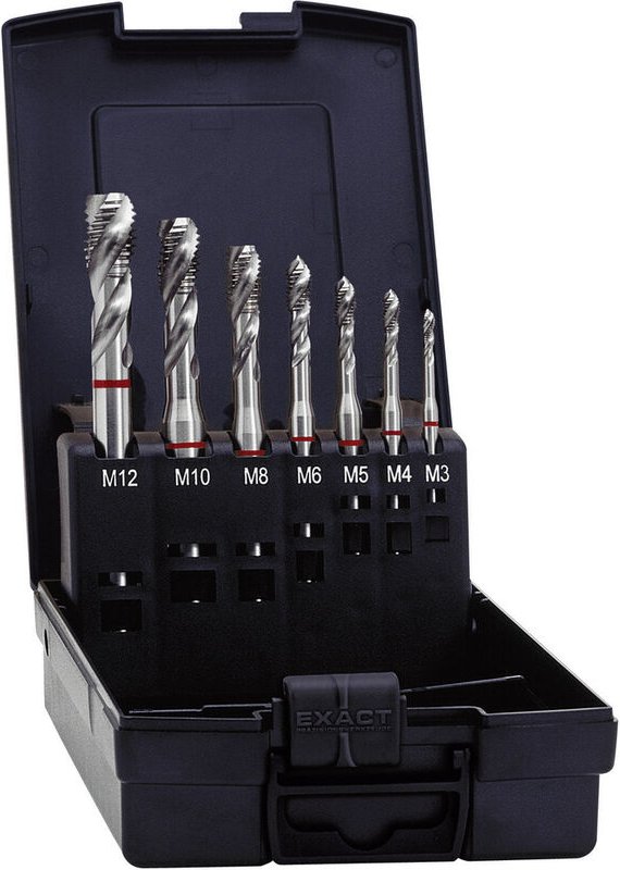 Exact 43694 Maschinengewindebohrer-Set 7teilig metrisch Rechtsschneidend DIN 371 HSS-E Form C 1 S