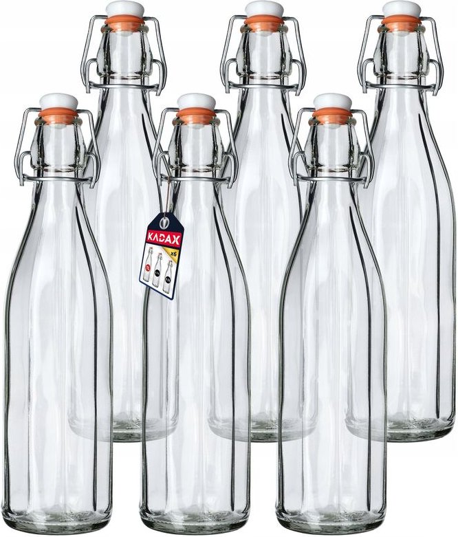 Universale Flasche mit Bügelverschluss, Bügelflasche, 1000ml, 6 Stück - Kadax