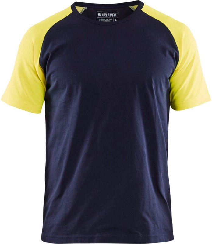 Arbeits-T-Shirt mit Neon-Details 3515 – Marine/Gelb Neon XL